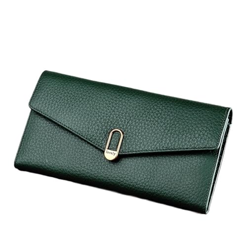 QWWQYDY Brieftasche Damen Echtes Leder Geldbörsen Frauen Designer Damen Lange Geldbörse Halter Brieftasche(Green) von QWWQYDY