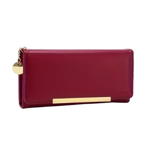 QWWQYDY Brieftasche Damen Frauen Brieftasche Lange Geldbörse Kupplung Große Kapazität Weibliche Paket Karte Halter(Deep Red) von QWWQYDY