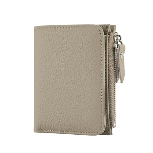 QWWQYDY Brieftasche Damen Frauen Echtes Leder Schlanke Kurze Brieftasche Blockieren Kreditkarte Halter(Grey) von QWWQYDY