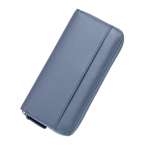 QWWQYDY Brieftasche Damen Geldbörse Damen Echtleder Kapazität Kreditkartenetui Geldbörsen Münzfach(Blue) von QWWQYDY