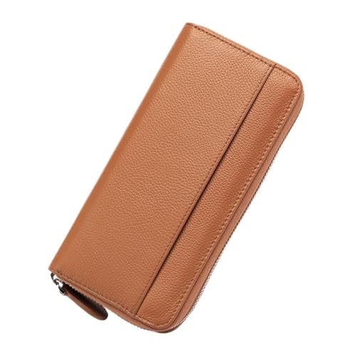 QWWQYDY Brieftasche Damen Geldbörse Damen Echtleder Kapazität Kreditkartenetui Geldbörsen Münzfach(Brown) von QWWQYDY