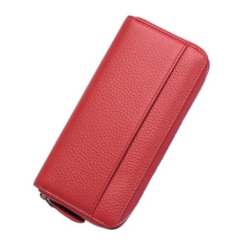 QWWQYDY Brieftasche Damen Geldbörse Damen Echtleder Kapazität Kreditkartenetui Geldbörsen Münzfach(Red) von QWWQYDY