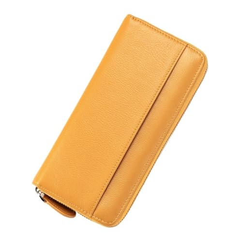 QWWQYDY Brieftasche Damen Geldbörse Damen Echtleder Kapazität Kreditkartenetui Geldbörsen Münzfach(Yellow) von QWWQYDY