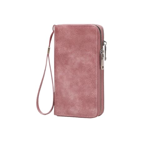 QWWQYDY Brieftasche Damen Geldbörse mit blockierendem Reißverschluss, große Kapazität, Lange for Damen, mehrere Kartenfächer, Clutch(Pink) von QWWQYDY