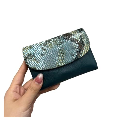 QWWQYDY Brieftasche Damen Kuh Leder Kurze Brieftasche Frauen Echtem Rindsleder Karte Halter Geldbörse Damen(Blue) von QWWQYDY