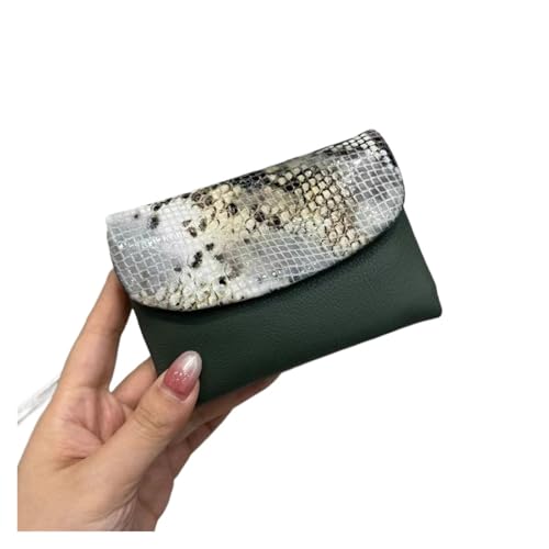QWWQYDY Brieftasche Damen Kuh Leder Kurze Brieftasche Frauen Echtem Rindsleder Karte Halter Geldbörse Damen(Green) von QWWQYDY