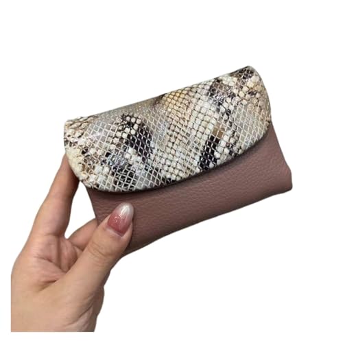 QWWQYDY Brieftasche Damen Kuh Leder Kurze Brieftasche Frauen Echtem Rindsleder Karte Halter Geldbörse Damen(Pink) von QWWQYDY