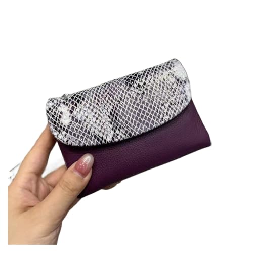QWWQYDY Brieftasche Damen Kuh Leder Kurze Brieftasche Frauen Echtem Rindsleder Karte Halter Geldbörse Damen(Purple) von QWWQYDY