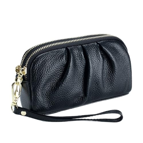 QWWQYDY Brieftasche Damen Leder Damen Geldbörsen Große Münzhalter Geldbörse(Black) von QWWQYDY