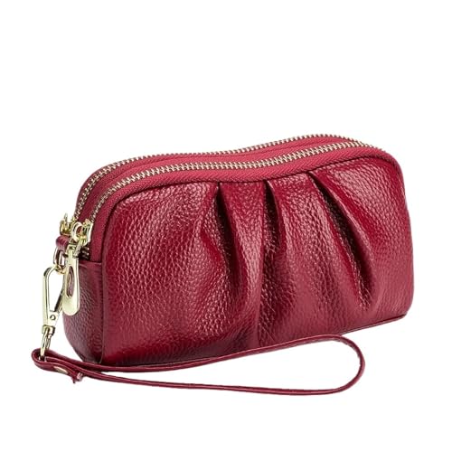 QWWQYDY Brieftasche Damen Leder Damen Geldbörsen Große Münzhalter Geldbörse(Deep Red) von QWWQYDY