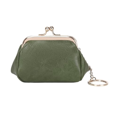 QWWQYDY Brieftasche Damen Mini Compact Cute Purse Kiss Lock Kleine Brieftasche Damen PU Leder Münztasche(Green) von QWWQYDY