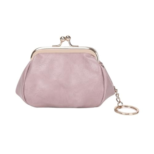 QWWQYDY Brieftasche Damen Mini Compact Cute Purse Kiss Lock Kleine Brieftasche Damen PU Leder Münztasche(Pink) von QWWQYDY