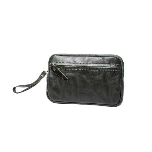 QWWQYDY Brieftasche Damen Reißverschlusstasche Rindsleder Geldbörse Kartenhalter Leder Aufbewahrungstasche(Green) von QWWQYDY