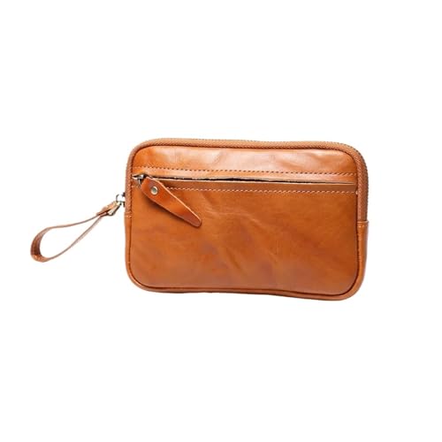 QWWQYDY Brieftasche Damen Reißverschlusstasche Rindsleder Geldbörse Kartenhalter Leder Aufbewahrungstasche(Yellow) von QWWQYDY