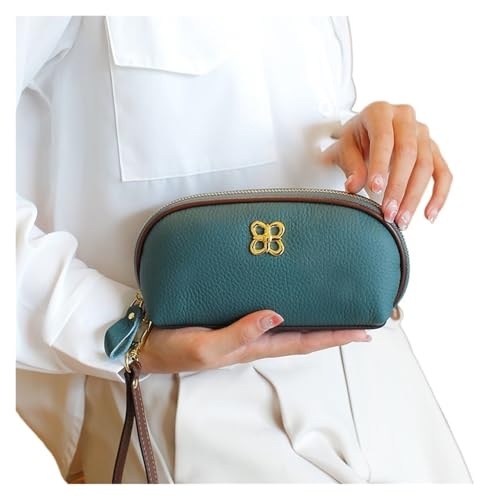 QWWQYDY Brieftasche Damen Rindsleder Leder Lange Brieftaschen Frauen Halter Geldbörsen Kupplung Große Tasche(Blue) von QWWQYDY