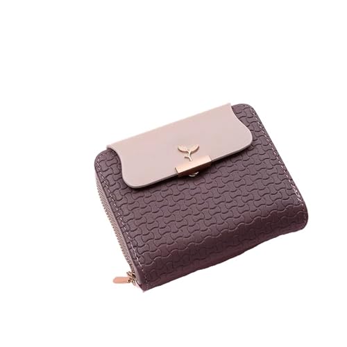 QWWQYDY Portemonnaie Damen Damen Geldbörsen Blatt Hasp Clutch Designed Student Leder Mini Münzbörse Weibliche Kartenhalter Geldbeutel Frauen Geldbörse(Coffee) von QWWQYDY