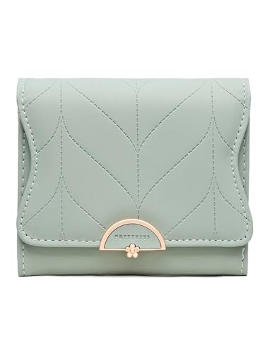 QWWQYDY Portemonnaie Damen Damen Kurze Geldbörse PU Weiche Hardware Schnalle Einfache Trend Große Kapazität Handtasche Pu(Green) von QWWQYDY