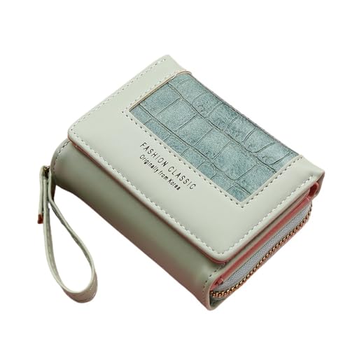 QWWQYDY Portemonnaie Damen Fashion Square Plaid Kurze Geldbörse for Damen Große Kapazität Mehrere Karten Reißverschlusstaschen for Damen Trendy Textur 3-Fach Münzbörse(Green) von QWWQYDY