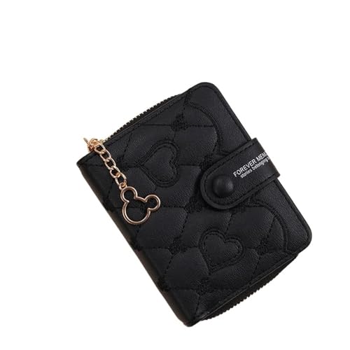 QWWQYDY Portemonnaie Damen Mini-Geldbörse mit Maus-Stickerei, Ausweishalter, Mädchen, Geldbörse, modisch, Kurze Geldbörse mit Reißverschluss for Frauen(D) von QWWQYDY
