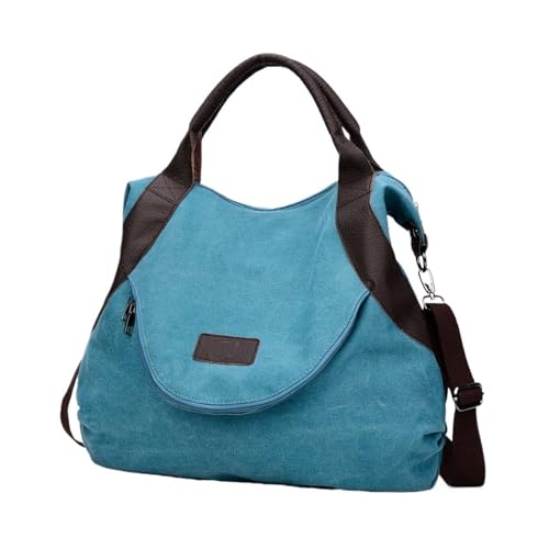 QWWQYDY Umhängetasche Damen Damen Schultertasche Große Handtasche Canvas Reise Crossbody Übernachtungstasche(Blue) von QWWQYDY