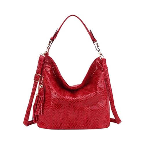 QWWQYDY Umhängetasche Damen Damen Schultertasche Quaste Casual Multifunktionale Umhängetaschen(Red) von QWWQYDY