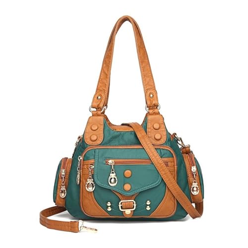 QWWQYDY Umhängetasche Damen Frau Messenger Bag Weiche Leder Handtaschen Designer Berühmte Marke Schulter Tote(Green) von QWWQYDY