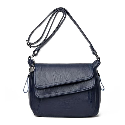QWWQYDY Umhängetasche Damen Handtasche aus weichem Leder, lässige Schulter-Umhängetaschen for Damen(DarkBlue) von QWWQYDY