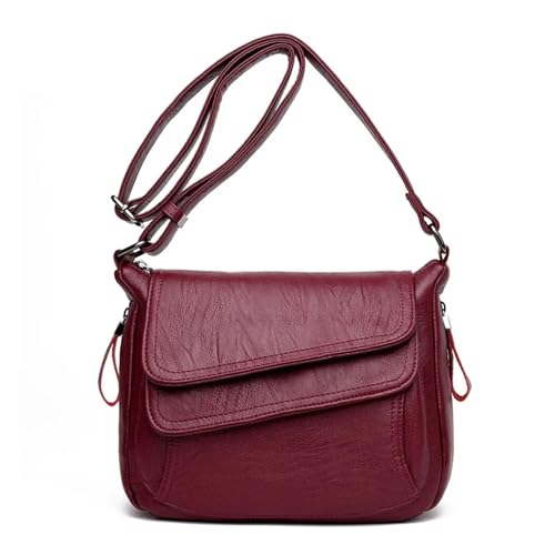 QWWQYDY Umhängetasche Damen Handtasche aus weichem Leder, lässige Schulter-Umhängetaschen for Damen(Red) von QWWQYDY