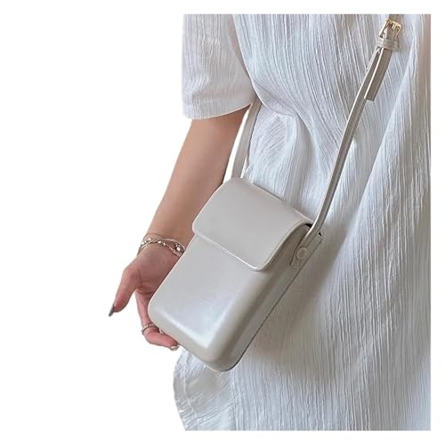 QWWQYDY Umhängetasche Damen Klappe Umhängetaschen Frauen Mini PU Leder Schulter Geldbörsen Handtaschen Tasche(White) von QWWQYDY