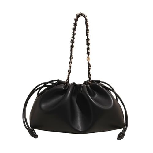 QWWQYDY Umhängetasche Damen Kleines Design Damen Weiche PU Leder Schultertasche Elegante Handtasche Clutch Geldbörse(Black) von QWWQYDY