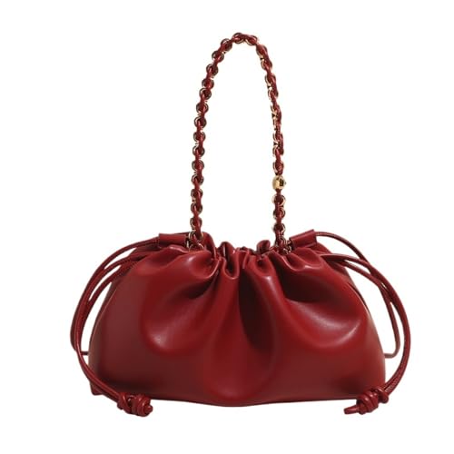 QWWQYDY Umhängetasche Damen Kleines Design Damen Weiche PU Leder Schultertasche Elegante Handtasche Clutch Geldbörse(Red) von QWWQYDY