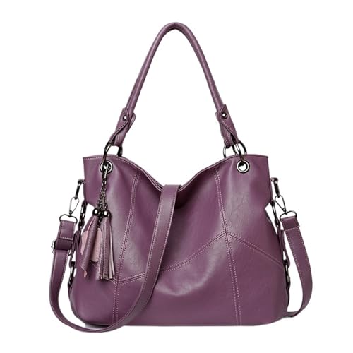 QWWQYDY Umhängetasche Damen Leder Quaste Designer Handtaschen Damen Crossbody Hand Tragetaschen(PURPLE) von QWWQYDY