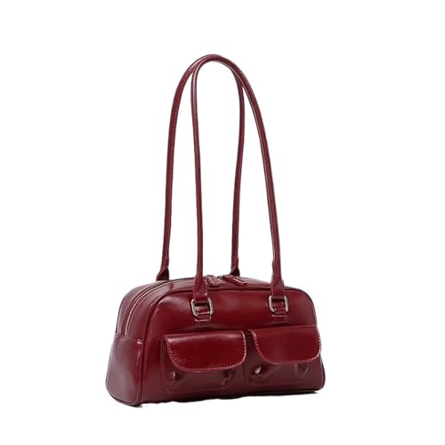 QWWQYDY Umhängetasche Damen Mode Achselhöhle Design Frauen Tote Schultertasche Pu Leder Geldbörsen Handtaschen(Red) von QWWQYDY