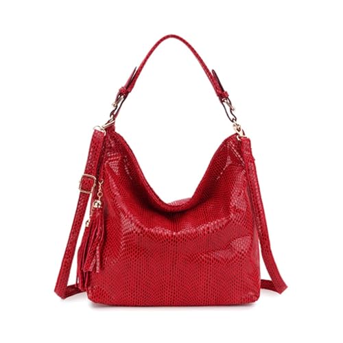 QWWQYDY Umhängetasche Damen Mode Frauen Leder Handtaschen Schulter Damen Große Crossbody(Red) von QWWQYDY
