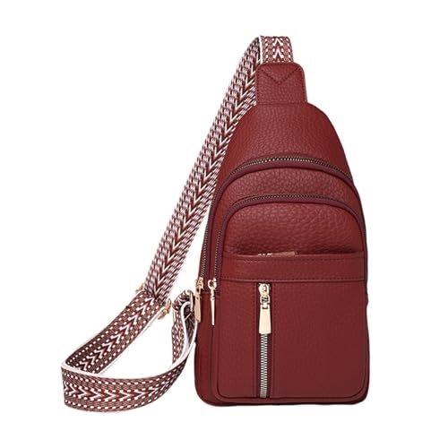QWWQYDY Umhängetasche Damen Mode Lässig Brust Schulter Frauen Leder Wasserdichte Umhängetasche(Color 02) von QWWQYDY