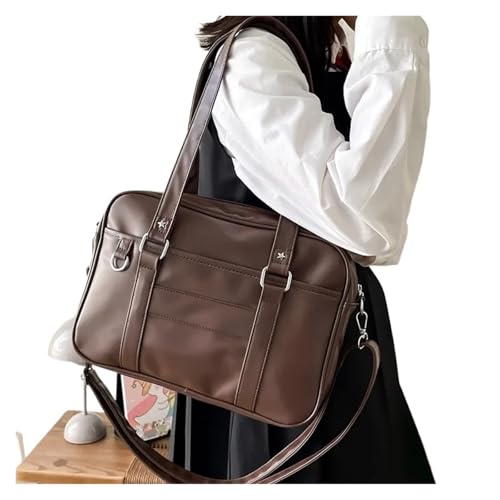 Umhängetasche Damen Schulter Damen PU Leder Uniform Tasche Handtaschen Pure Color Umhängetaschen(Brown) von QWWQYDY