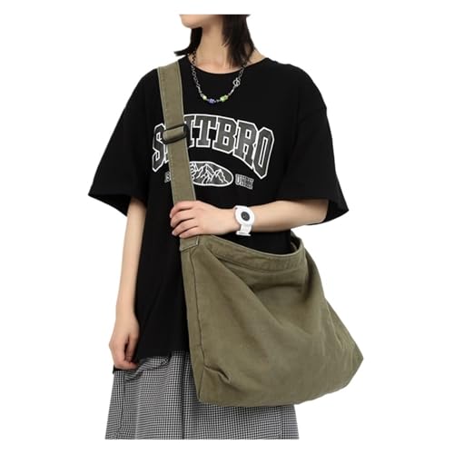 Umhängetasche Einfache Messenger Taschen Künstlerische Gewaschen Frauen Schräge Straddle Leinwand Tasche Große Kapazität Student Schulter Freizeit Einkaufen(Brown) von QWWQYDY
