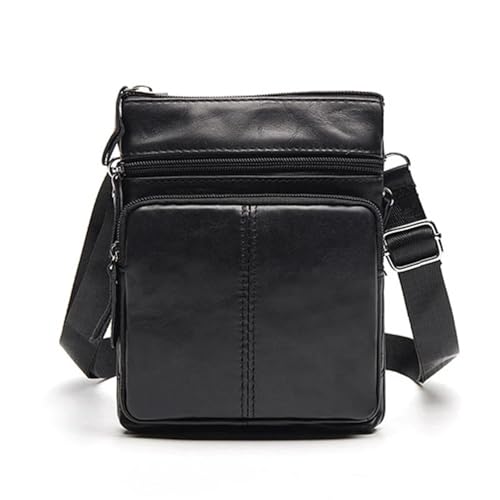 Umhängetasche Kleine Messenger Umhängetasche Männer Tasche Aus Echtem Leder Handtasche Kreuz Körper Männlichen for Hit Seite Vintage Sac Bolso Bolsa(Black) von QWWQYDY