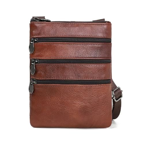 Umhängetasche Leder Männer Business Messenger Tasche Zipper Design Solide Umhängetaschen Herren Große Kapazität Schwarz Schulter for Mann(Brown) von QWWQYDY