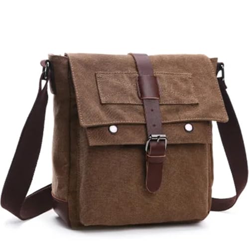 Umhängetasche Männer Business Messenger Taschen for Schulter Tasche Leinwand Umhängetasche Pack Retro Casual Büro Reisetasche Vintage(Coffee small) von QWWQYDY