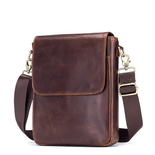 Umhängetasche Vintage Echtes Leder Schulter Tasche for Mann Casual Männer Umhängetasche Messenger Taschen Große Kapazität Flip Zipper von QWWQYDY