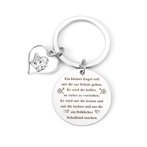 Einschulung Mädchen Schutzengel Schlüsselanhänger Kinder Geschenke zur Einschulung Schulkind Einschulung Geschenk Glücksbringer Schulanfang Schultüte Füllung Schulbeginn Schulstart Schuleinführung von QWZify