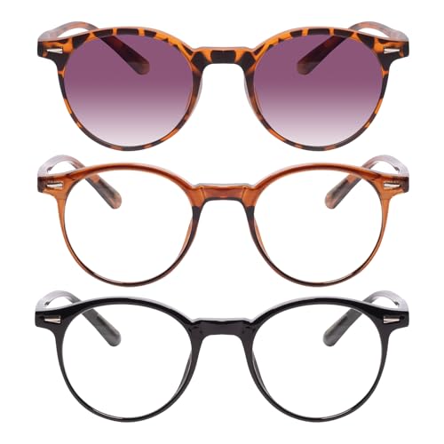 QXEYEGLAS 3er-Pack Runde Lesebrillen 3,0 Damen Herren mit Lesesonnenbrille, Retro Anti-UV Sonnen Leser Brille, Anti-Ermüdung Computerleser mit Blaulichtfilter QXEYEGLAS 3er-Pack Runde Lesebrillen 3,0 Damen Herren mit Lesesonnenbrille, Retro Anti-UV Sonnen Leser Brille, Anti-Ermüdung Computerleser mit Blaulichtfilter von QXEYEGLAS