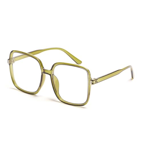 QXEYEGLAS Übergroße quadratische Lesebrillen 2,0 für Männer und Frauen, Stilvolle Großer Anti-Blaulicht Computerlesebrille, Gross Rahmen Anti-UV-Schutz Lesebrille von QXEYEGLAS