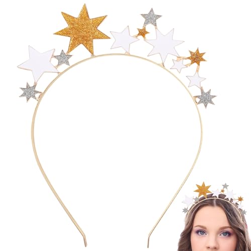 Haarreif Sterne, Stern Haarreif Karneval Damen, Glitzer Haarreif Sterne Silber Gold, Sternen Stirnband Haarschmuck Sterne Fasching Kostüm Damen Mädchen Geburtstag Festival Party Cosplay Accessoire von QXRXN