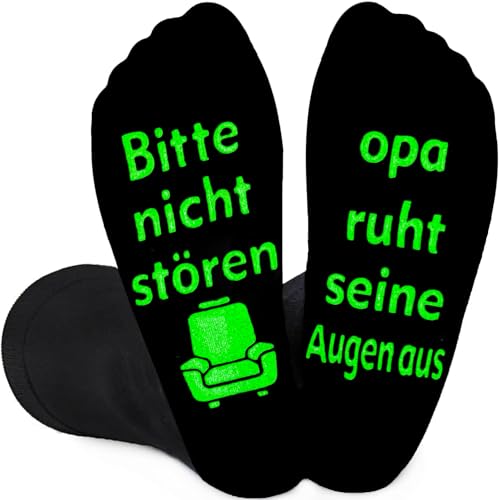 Vatertagsgeschenk für Opa, Opa Geschenk Vatertag Bitte nicht stören Opa ruht seine Augen aus Socken, Geschenke für Opa zum Geburtstag Mann, Geburtstagsgeschenk für Opa Lustige Socken Herren 43-46 von QXRXN