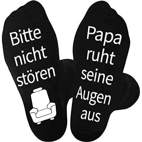 Papa Geschenk Geburtstag Vatertag, Lustig Socken mit Spruch Bitte nicht stören Papa ruht seine Augen aus Geschenke Geschenkideen für Papa, Geburtstagsgeschenk Weihnachtsgeschenke für Männer Papa 43-46 von QXRXN