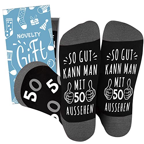 QXRXN 50 Geburtstag Mann Socken, Geschenk für Papa Opa Mit Spruch SO GUT KANN MAN MIT 50 AUSSEHEN, Herren 43-46 Lustig Coole Geschenke für Männer und Frauen zum 50. Geburtstag von QXRXN