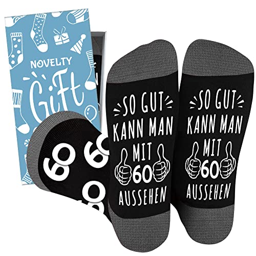 QXRXN 60 Geburtstag Mann Socken, Geschenk für Papa Opa Socken mit Spruch SO GUT KANN MAN MIT 60 AUSSEHEN, Socken Herren 43-46 Lustig Rentner Geschenk Mann Coole Geschenke für Männer zum 60 Geburtstag von QXRXN