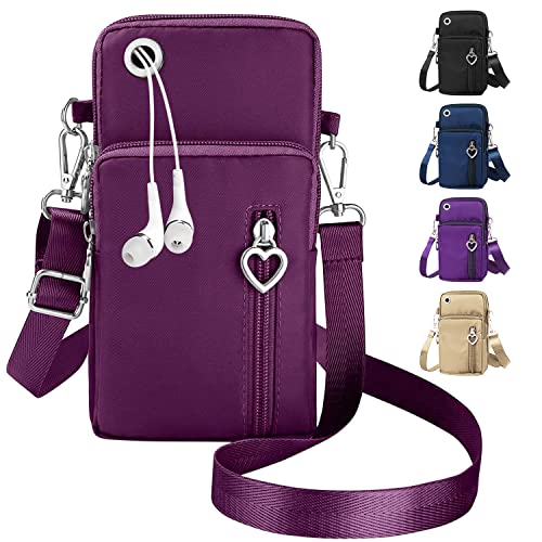 QXRXN Handytasche mit Geldbörse zum Umhängen Damen, Stoff Handytasche zum Umhängen Handy Umhängetasche Schultertasche Crossbody Tasche Geschenke für Frauen zum Geburtstag Weihnachten Klein Beige von QXRXN